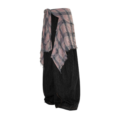 Deconstructed Design  Loose Wide-Leg Jeans