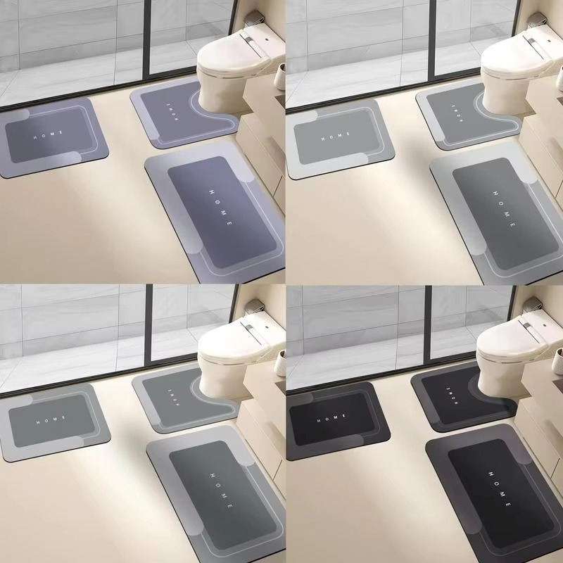 🔥3-Piece Anti-Slip Bathroom Mat Set – Quick-Dry U-Shaped Toilet & Floor Mats🎁