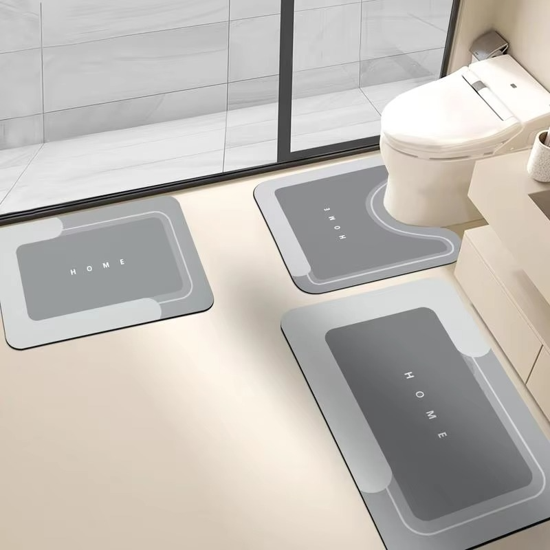 🔥3-Piece Anti-Slip Bathroom Mat Set – Quick-Dry U-Shaped Toilet & Floor Mats🎁